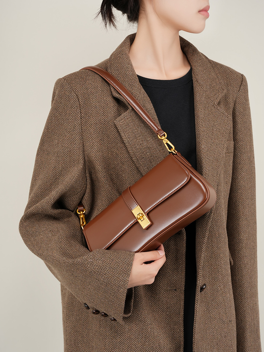 High-quality niche cowhide baguette bag, premium feeling underarm bag for women
